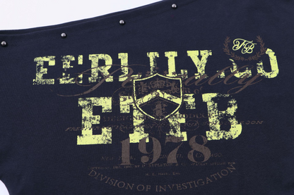 スタッズ付きアシメオフショルダーTシャツ/3color/cm0104