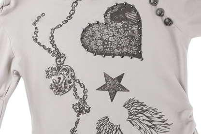 4ボタンプリント長袖トップス/3color/cm0152