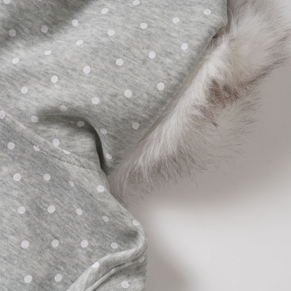 耳付きファーフードワンポイントロゴジップアップパーカー/2color/cm0126