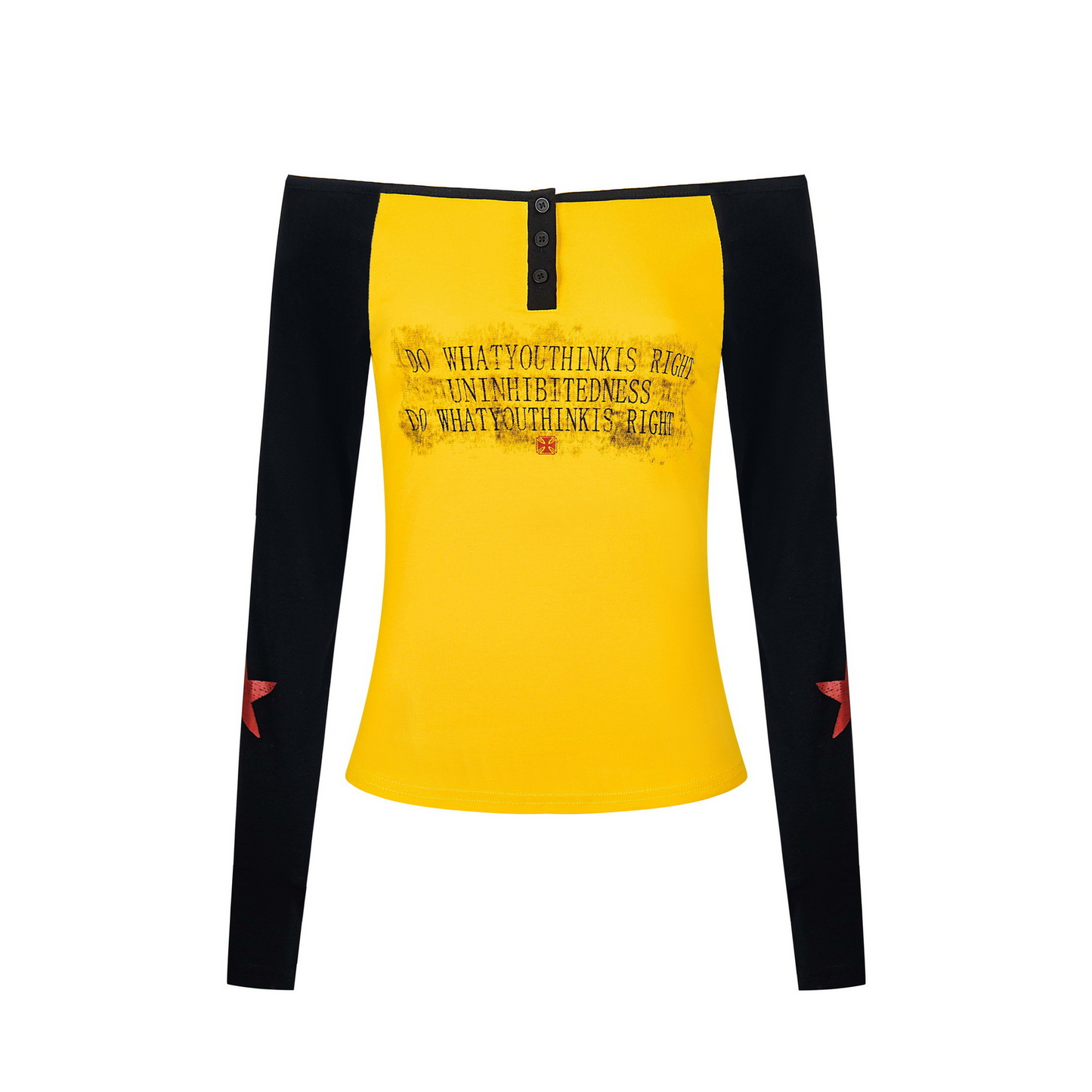 バイカラーフロントボタンプリントトップス/2color/cm0155