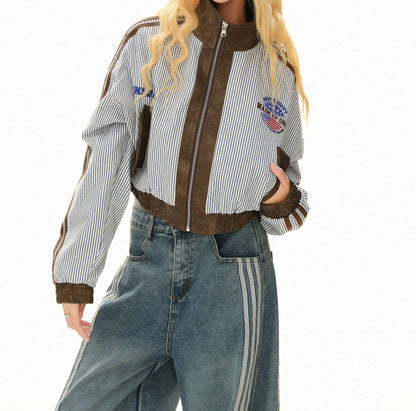 ストライプラインデザイン切り替えジャケット/cm0046