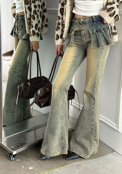 デニムフリルウォッシュドヴィンテージジーンズ/cm0037