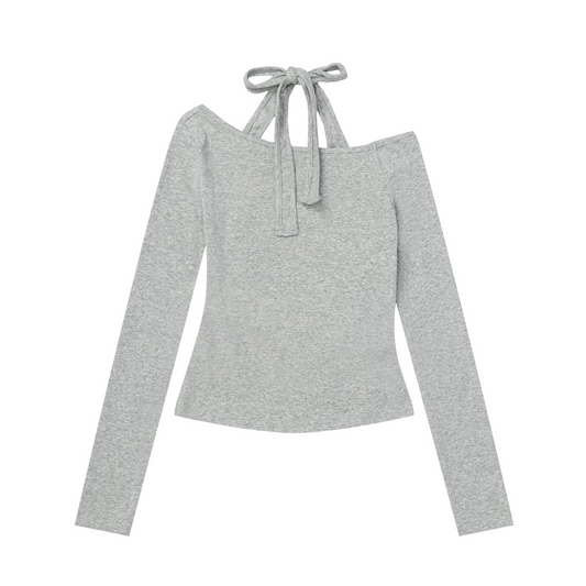 2color/オフショルダーレイヤーディテールプリントトップス/cm0185