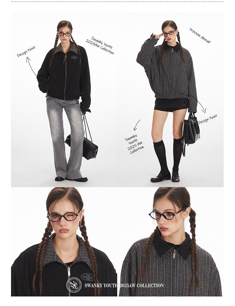 リバーシブル/コントラスト チェック柄 ヴィンテージジャケット/2color/cm0060