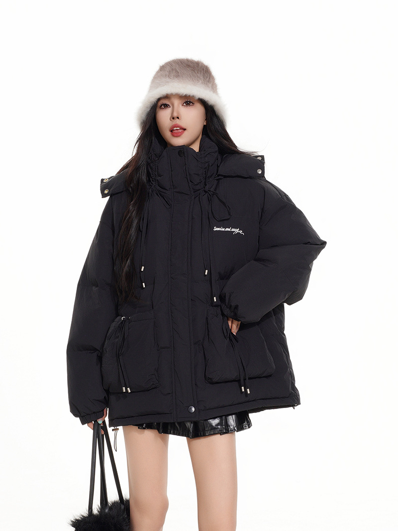 BIGポケットリボンデザインパファージャケット/2color/cm0079