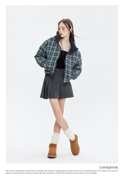 リバーシブルチェックパファージャケット cm0019