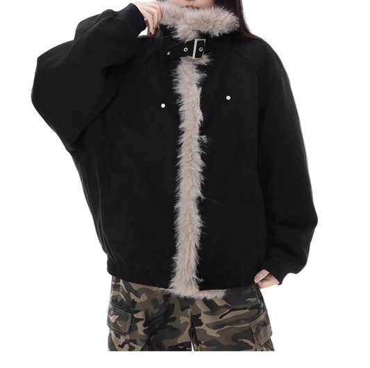 フェイクファーカラージャケット/2color/cm0161