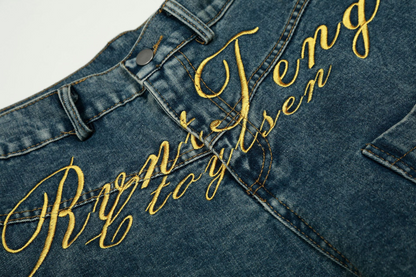 刺繡ロゴポケットデザインデニムパンツ/cm0064