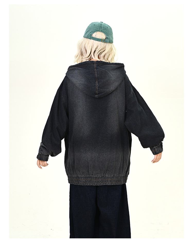 ウォッシュデニムフード付きパーカーcm0030