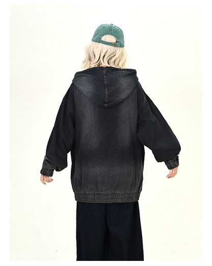 ウォッシュデニムフード付きパーカーcm0030