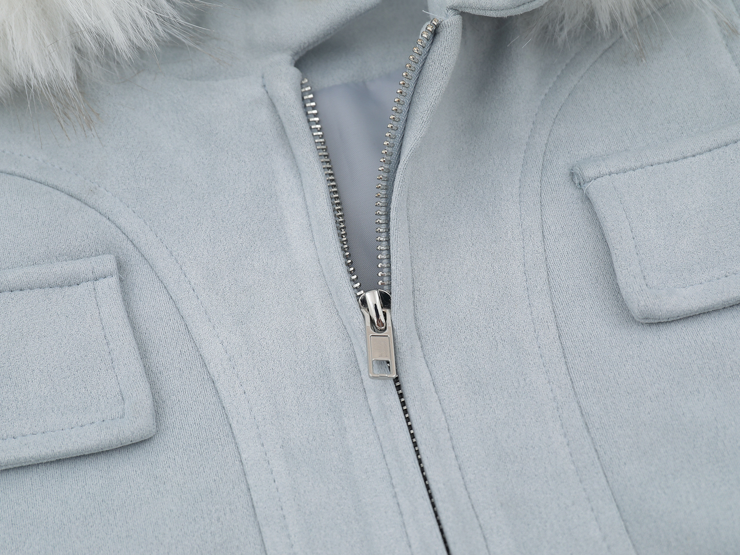 取り外しファー付きポケットデザインジップアップジャケット/2color/cm0043