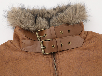 スエード調ファー付きジャケット/3color/cm0018