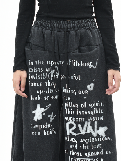 アルファベットプリントルーズパンツ/2color/cm0067