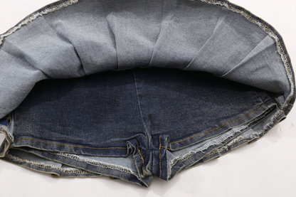 クロススタッズデザインデニムミニスカート/2color/cm0142