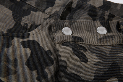 カモフラ柄ビジューアルファベットデザインデニムパンツ/cm0091