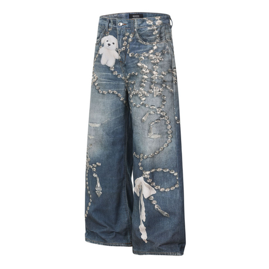 アクセサリープリントデニムパンツ/cm0248