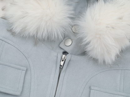 取り外しファー付きポケットデザインジップアップジャケット/2color/cm0043