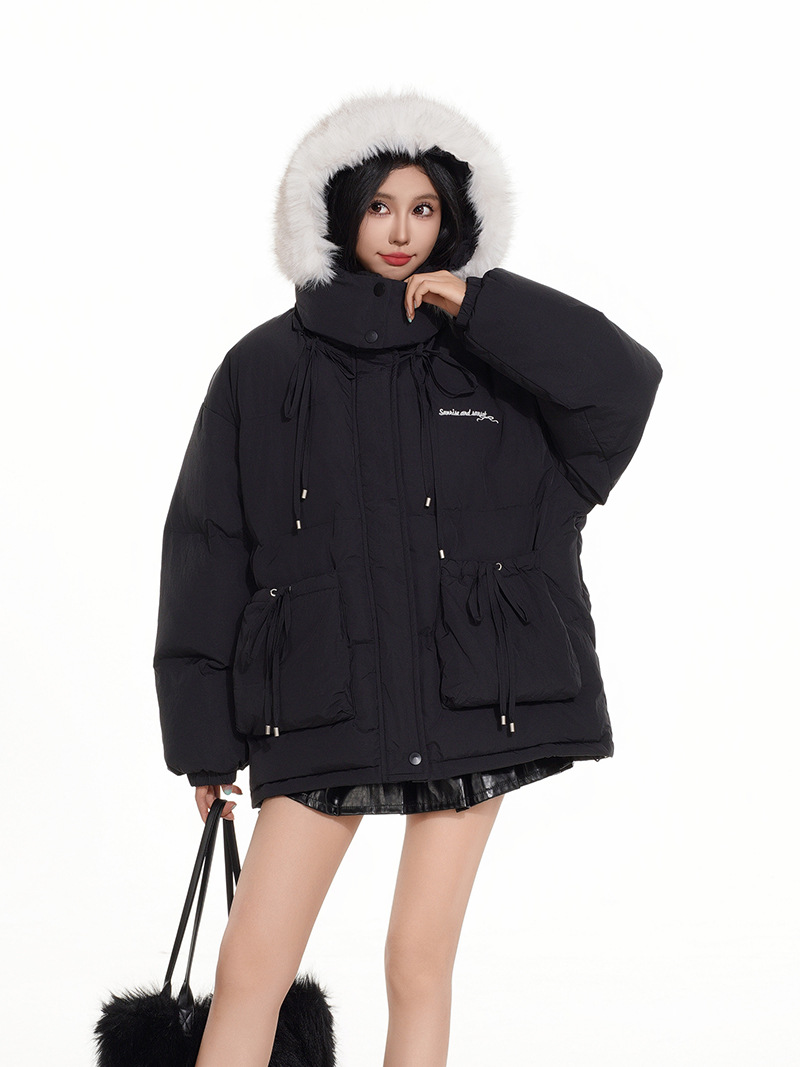 BIGポケットリボンデザインパファージャケット/2color/cm0079