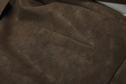 ファー付きフェイクレザーダブルポケットデザインジャケット/2color/cm0044