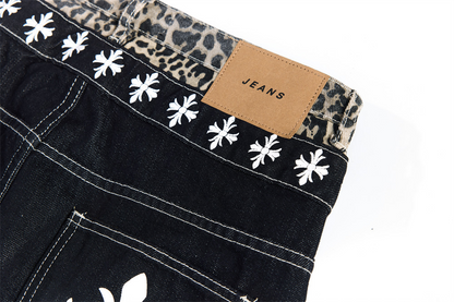 クロスデザインレオパードディテールワイドパンツ/cm0147