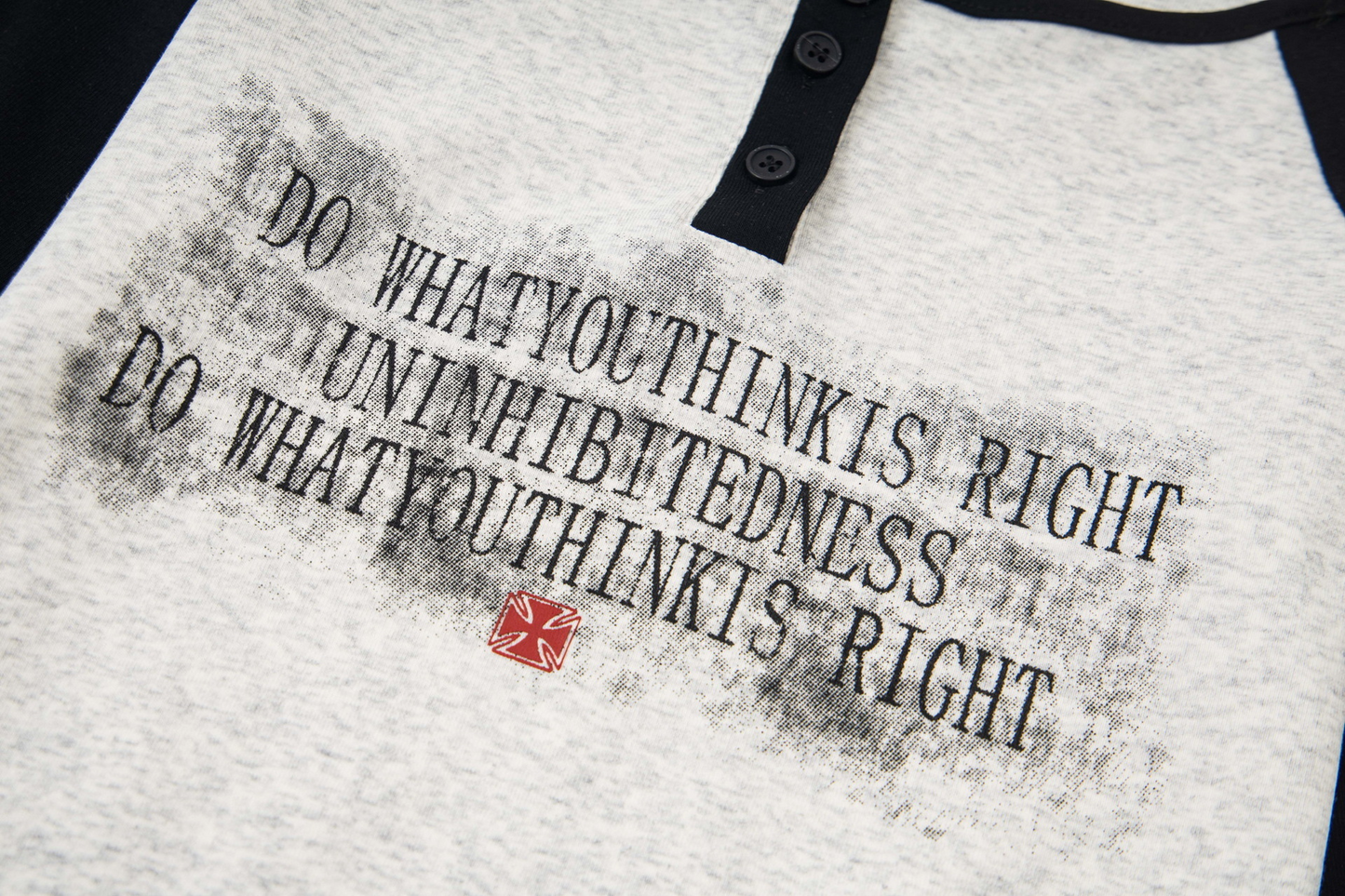 バイカラーフロントボタンプリントトップス/2color/cm0155