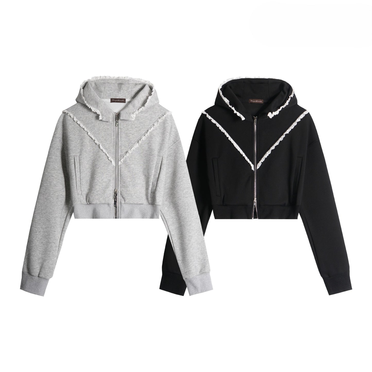 レースラインフード付きジップアップパーカー/2color/cm0133