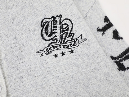 クロスデザインダメージ加工ニットカーディガン/2color/cm0084