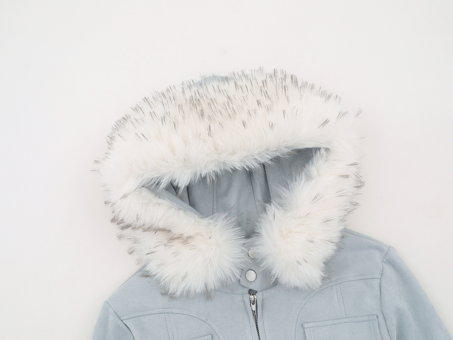 取り外しファー付きポケットデザインジップアップジャケット/2color/cm0043