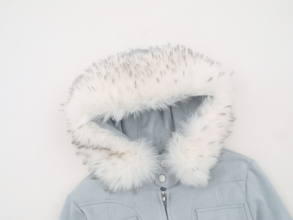 取り外しファー付きポケットデザインジップアップジャケット/2color/cm0043