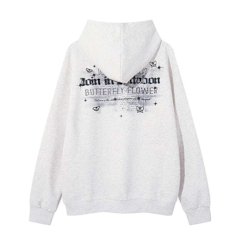 チェーンアクセ付きバタフライプリントパーカー/2color/cm0151