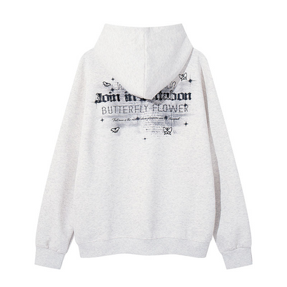 チェーンアクセ付きバタフライプリントパーカー/2color/cm0151