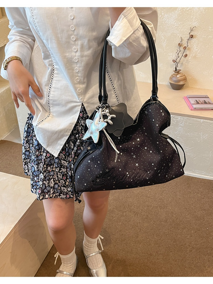 3color/ペンダント付き星柄刺繍ショルダーバッグ/cm0286