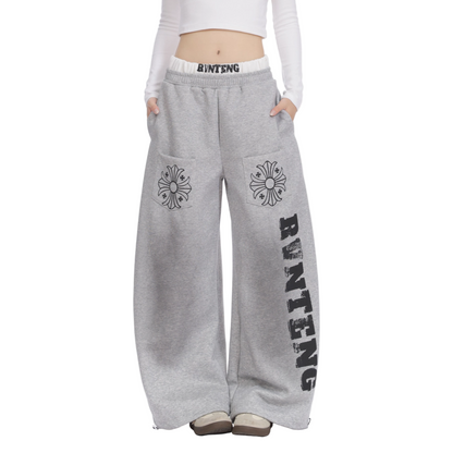 ポケットロゴプリントワイドパンツ/2color/cm0065