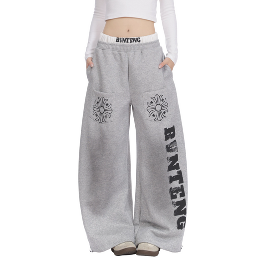 ポケットロゴプリントワイドパンツ/2color/cm0065