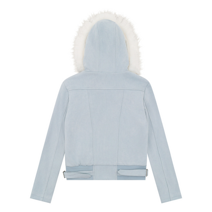 取り外しファー付きポケットデザインジップアップジャケット/2color/cm0043