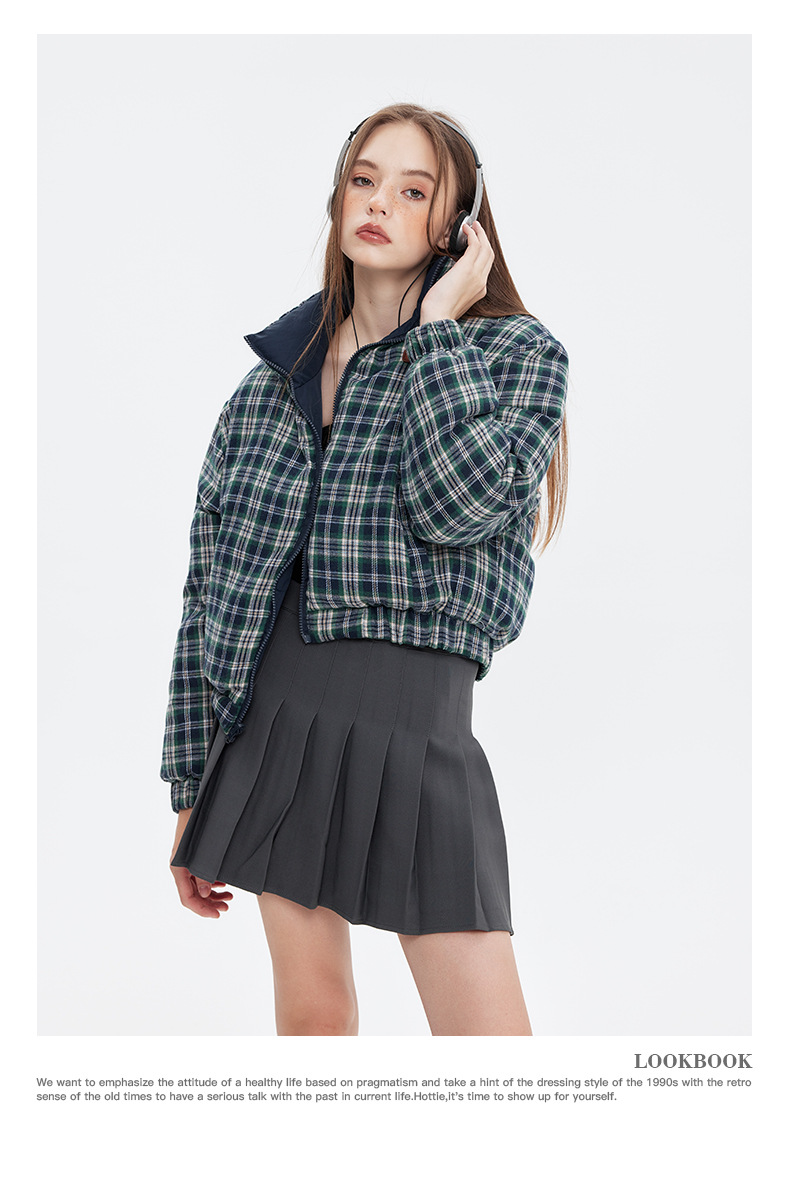 リバーシブルチェックパファージャケット cm0019