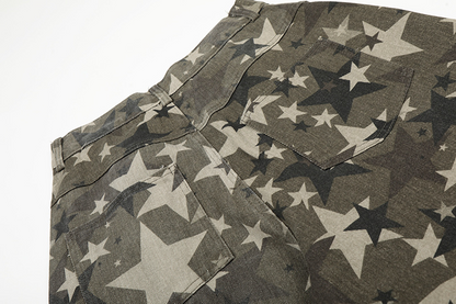 スターカモフラージュ柄ワイドレッグパンツ/cm0150