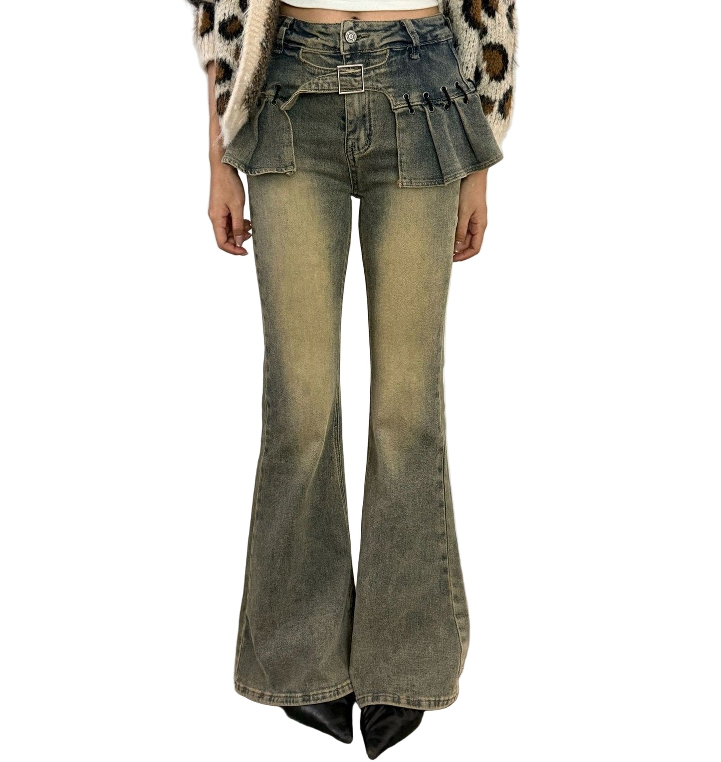 デニムフリルウォッシュドヴィンテージジーンズ/cm0037