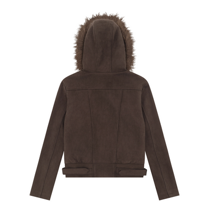 取り外しファー付きポケットデザインジップアップジャケット/2color/cm0043