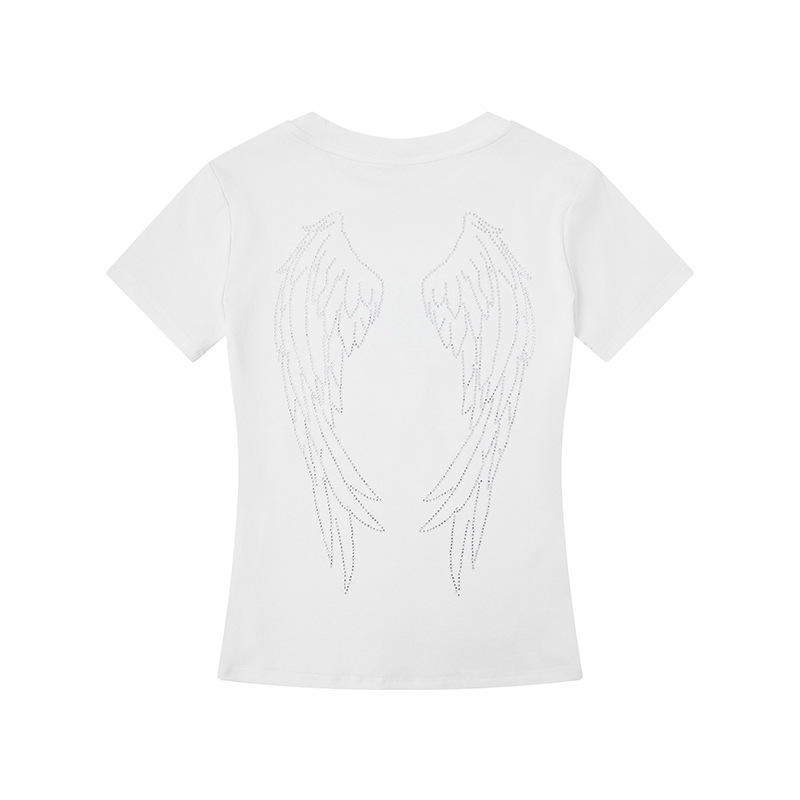 4color/ラインストーンロゴバックウィング半袖Tシャツ/cm0262