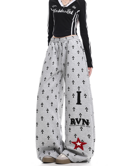 クロス柄スターロゴワイドパンツ/2color/cm0076