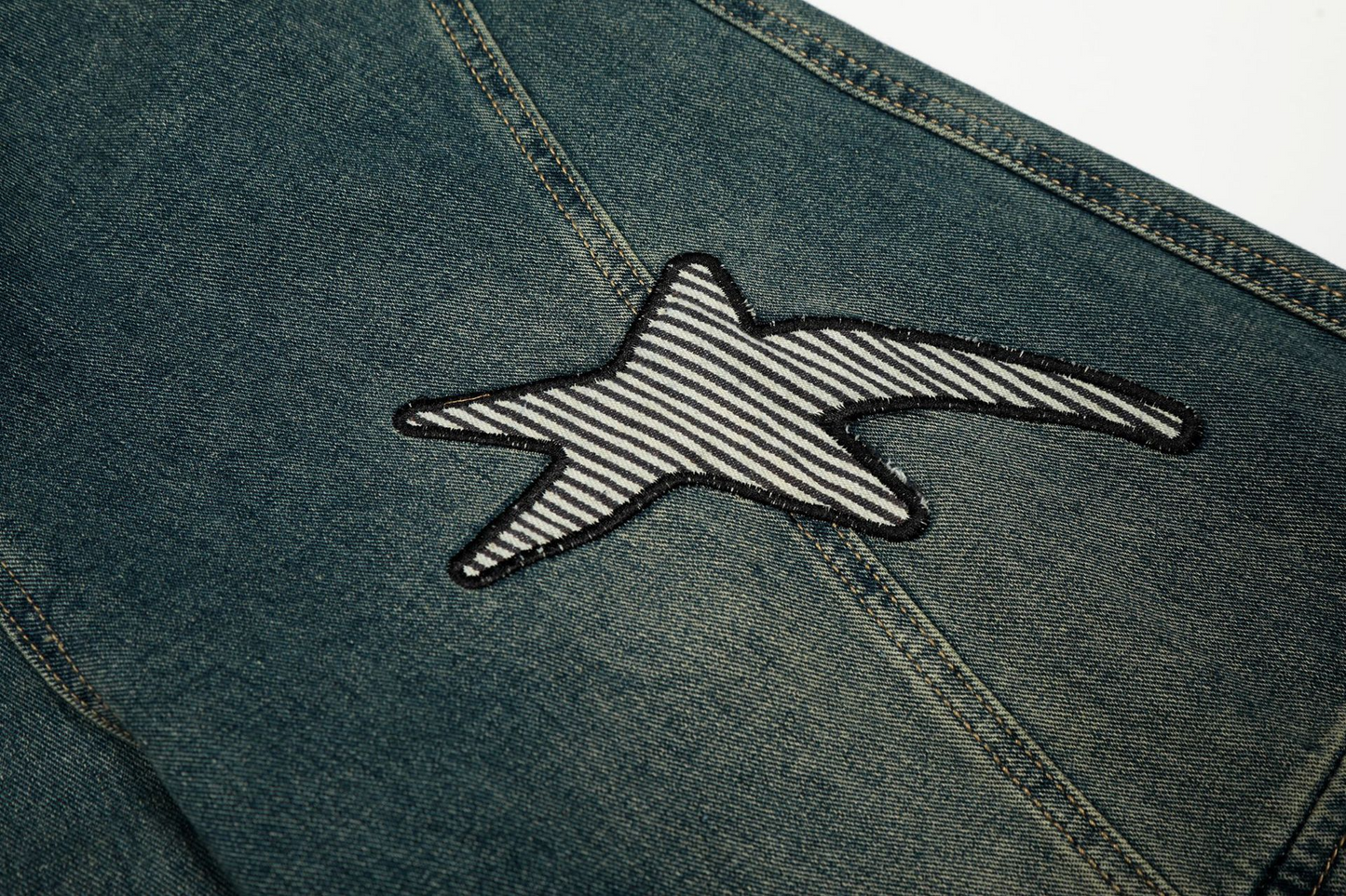 スターデザインワイドデニムパンツ/2color/cm0007