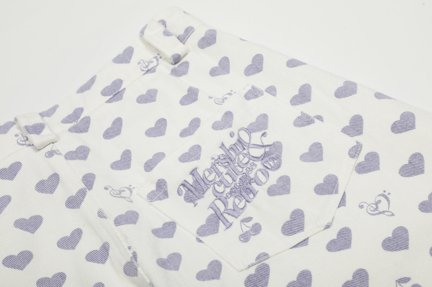 ハート柄刺繍ディテールパンツcm0008