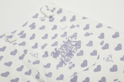 ハート柄刺繍ディテールパンツcm0008