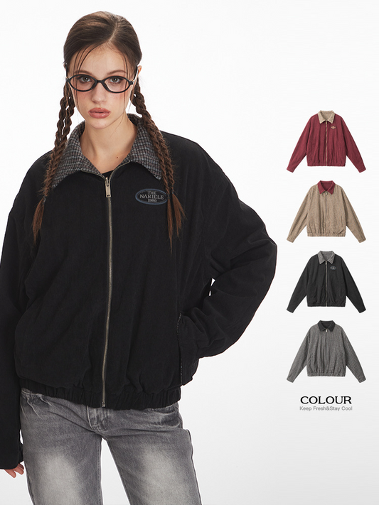 リバーシブル/コントラスト チェック柄 ヴィンテージジャケット/2color/cm0060