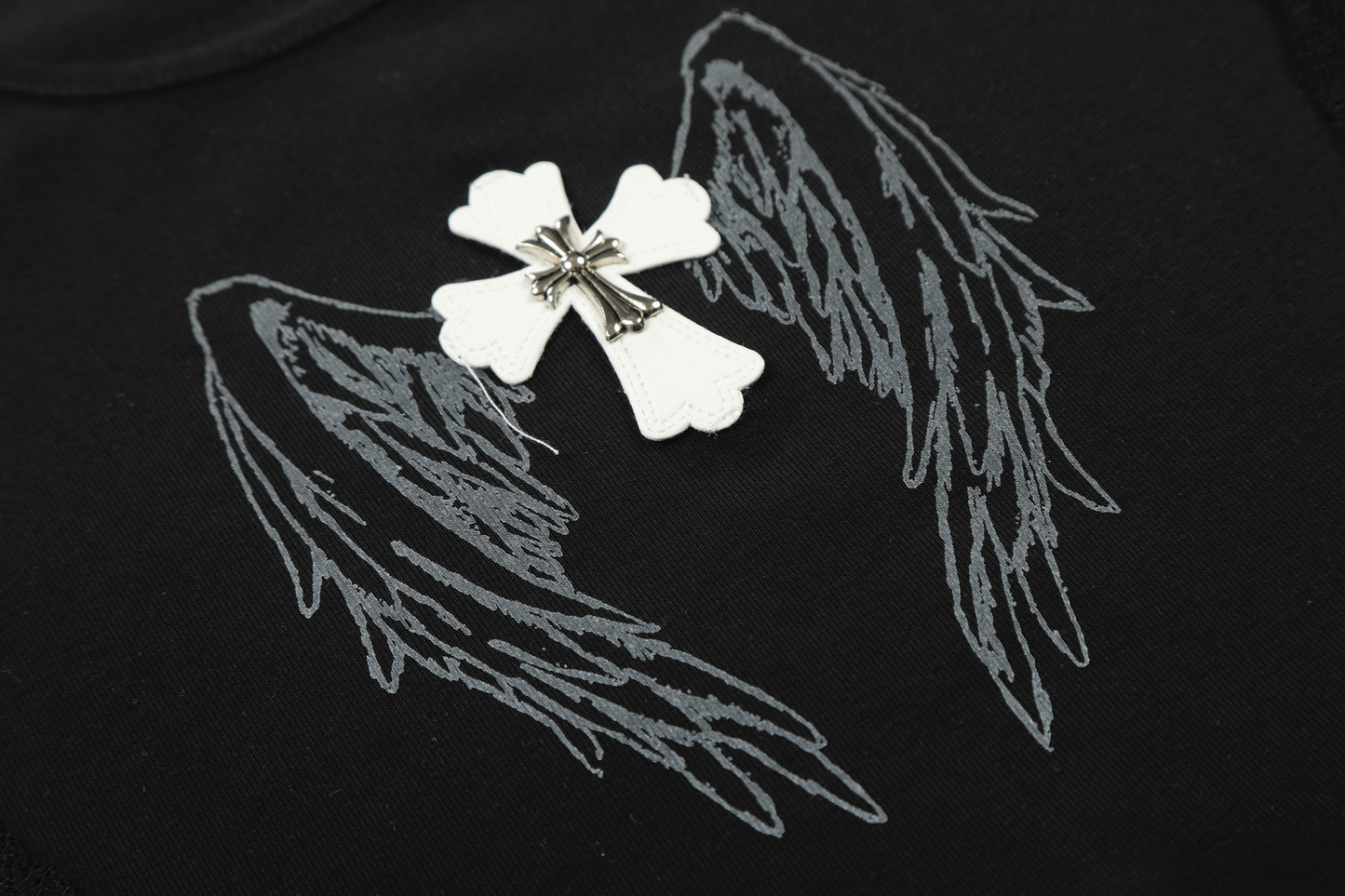 2color/サイドシースルークロスエンジェルTシャツ/cm0277