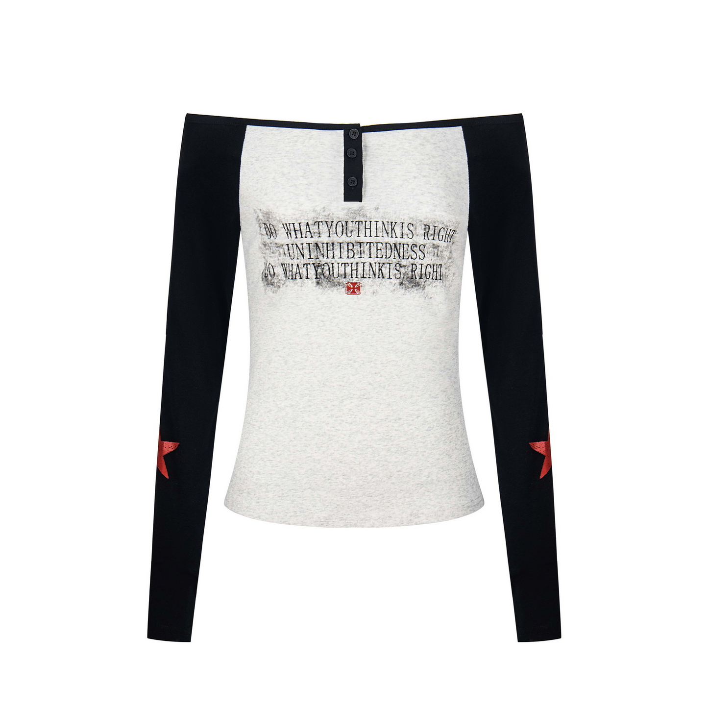 バイカラーフロントボタンプリントトップス/2color/cm0155