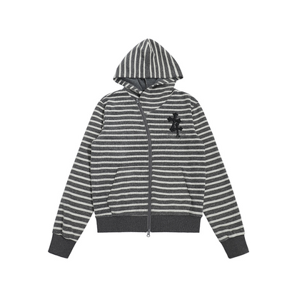 2color/クロスロゴボーダージップアップフーディー/cm0247