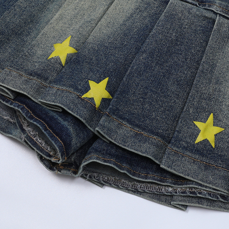 スタープリントデニムミニスカート/3color/cm0011