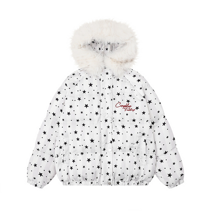 スター柄ファー付きフードパファージャケット/2color/cm0021